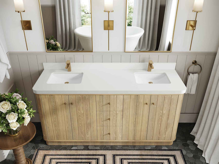 Houston White Oak 72 in. W x 22 in. D Free Standing Curved Edge Double Sink Bathroom Vanity - photo 23