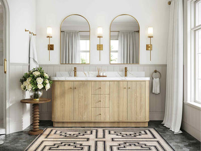 Houston White Oak 72 in. W x 22 in. D Free Standing Curved Edge Double Sink Bathroom Vanity - Willow Bath and Vanity