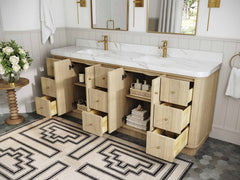 Houston White Oak 84 in. W x 22 in. D Free Standing Curved Edge Double Sink Bathroom Vanity - photo 3