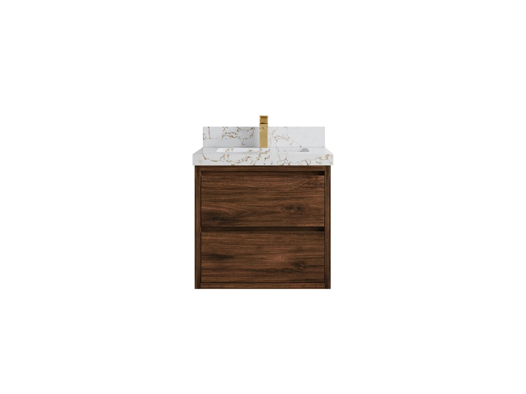 Madison Floating Teak 24 in. W x 22 in. D Single Sink Bathroom Vanity - Willow Bath and Vanity