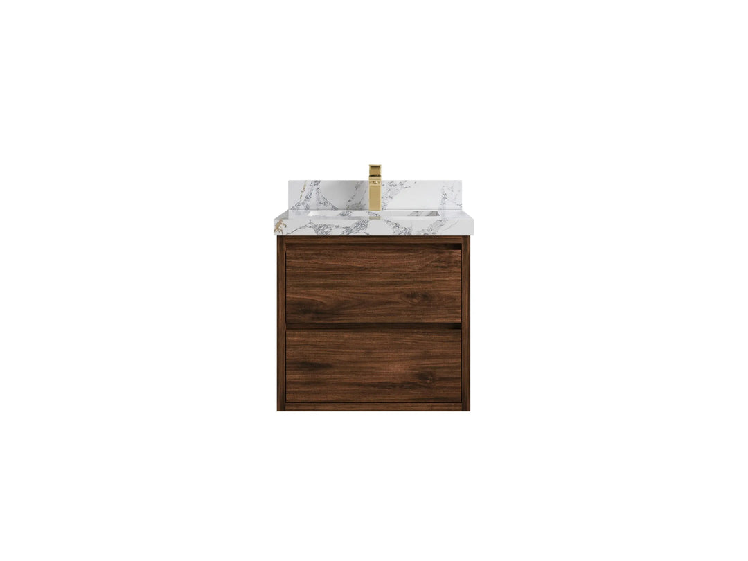 Madison Floating Teak 24 in. W x 22 in. D Single Sink Bathroom Vanity - Willow Bath and Vanity