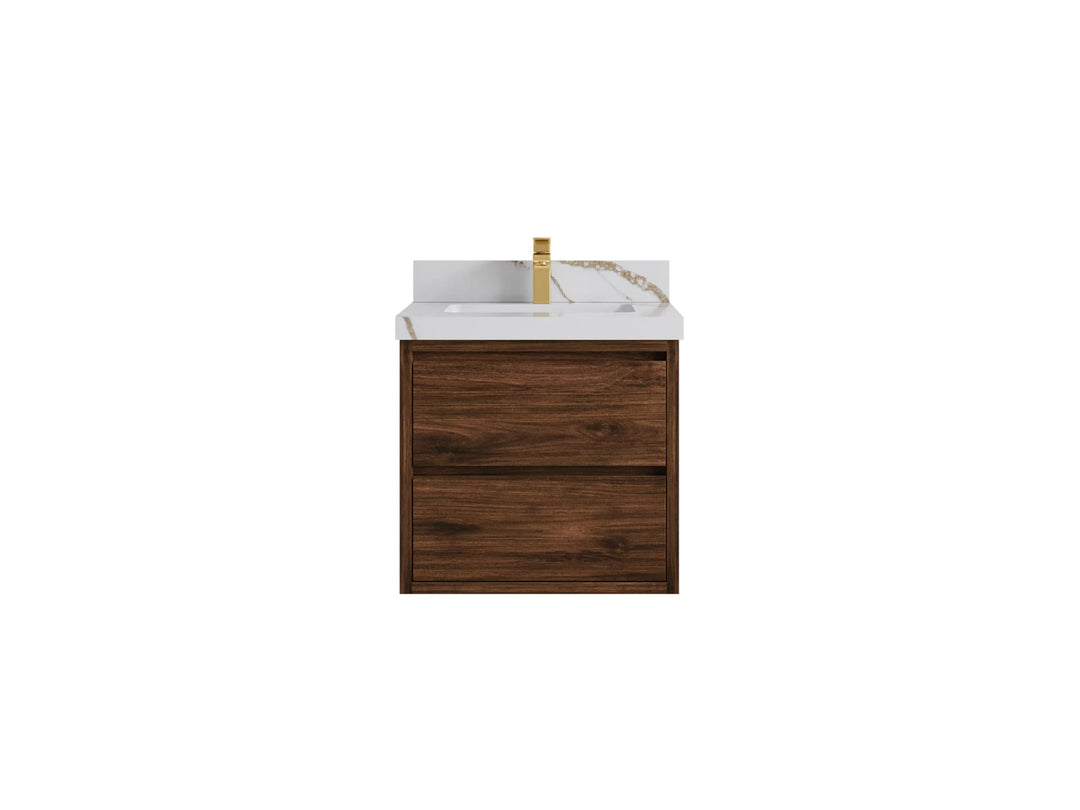 Madison Floating Teak 24 in. W x 22 in. D Single Sink Bathroom Vanity - Willow Bath and Vanity