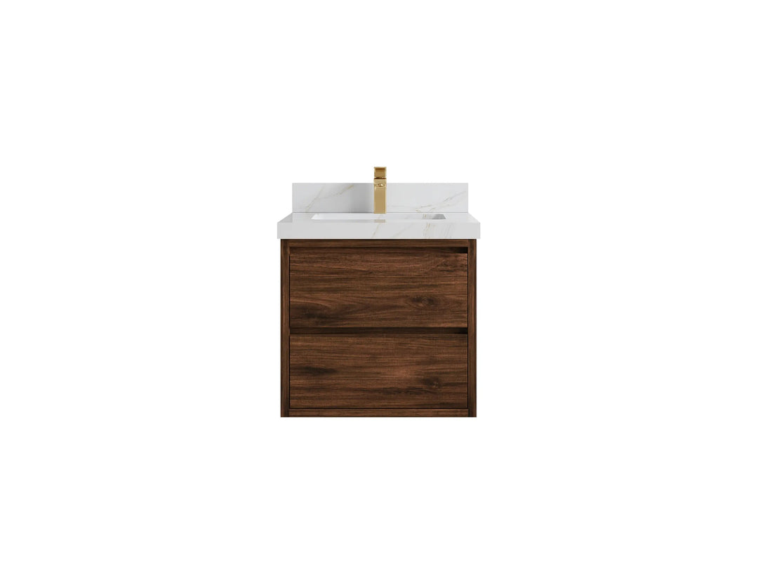 Madison Floating Teak 24 in. W x 22 in. D Single Sink Bathroom Vanity - Willow Bath and Vanity