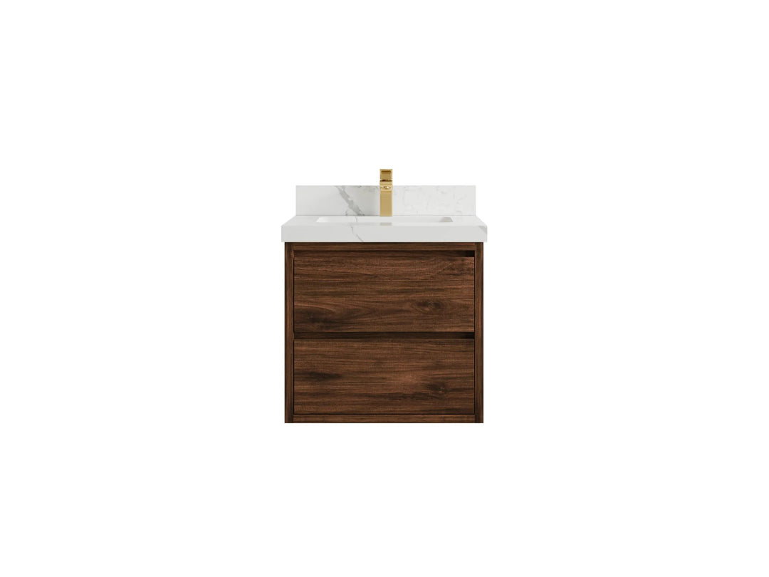 Madison Floating Teak 24 in. W x 22 in. D Single Sink Bathroom Vanity - Willow Bath and Vanity
