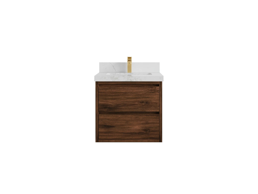 Madison Floating Teak 24 in. W x 22 in. D Single Sink Bathroom Vanity - Willow Bath and Vanity