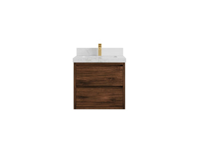 Madison Floating Teak 24 in. W x 22 in. D Single Sink Bathroom Vanity - Willow Bath and Vanity