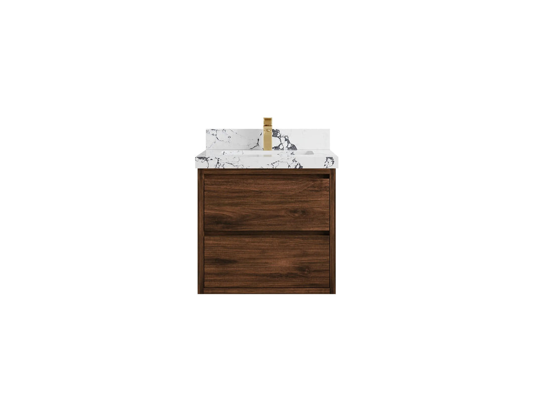 Madison Floating Teak 24 in. W x 22 in. D Single Sink Bathroom Vanity - Willow Bath and Vanity