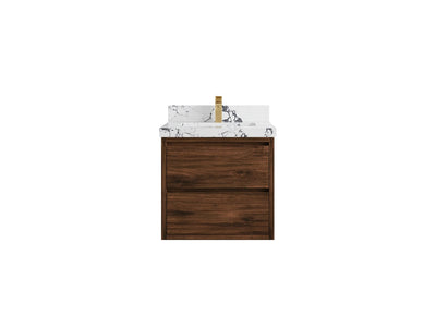 Madison Floating Teak 24 in. W x 22 in. D Single Sink Bathroom Vanity - Willow Bath and Vanity