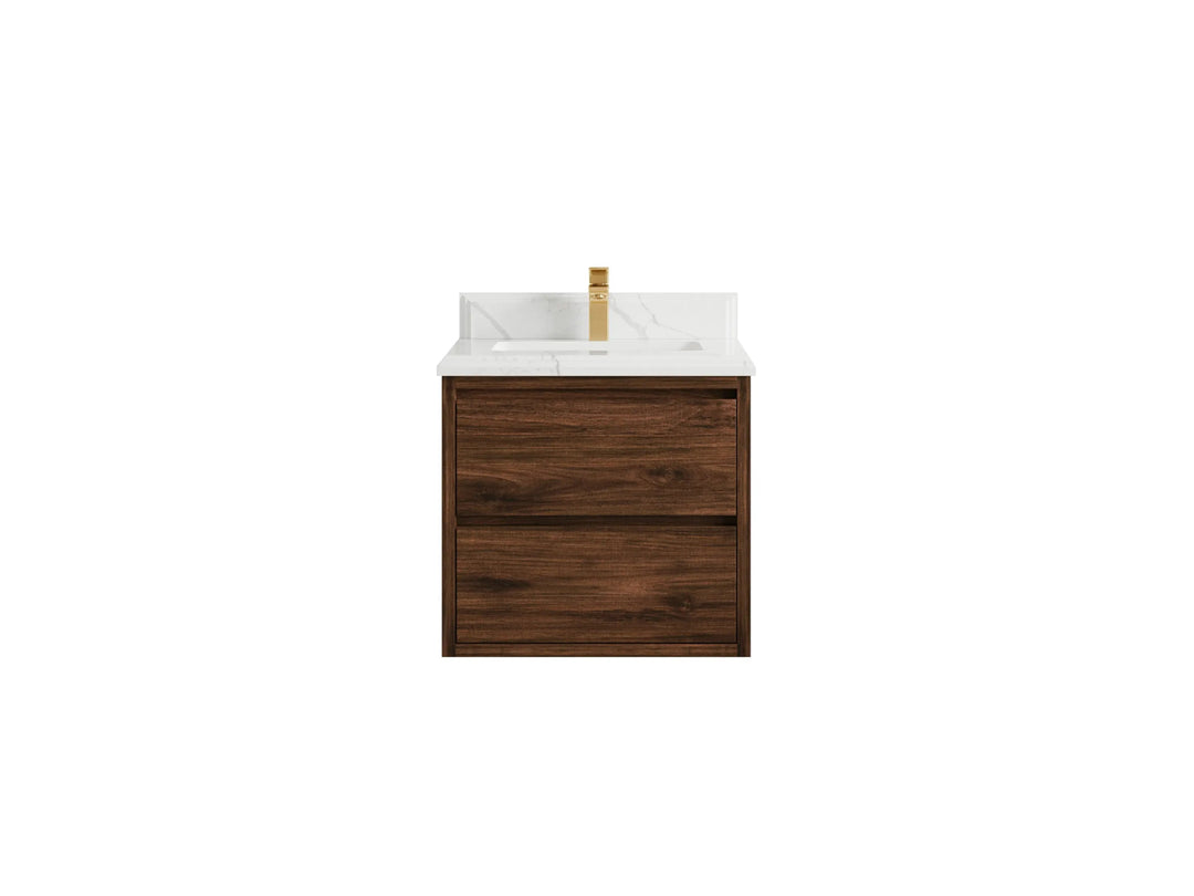Madison Floating Teak 24 in. W x 22 in. D Single Sink Bathroom Vanity - Willow Bath and Vanity