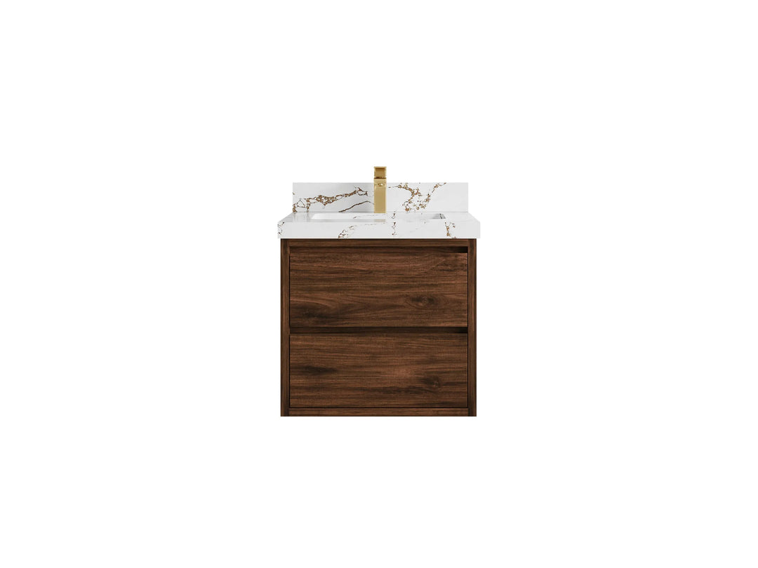 Madison Floating Teak 24 in. W x 22 in. D Single Sink Bathroom Vanity - Willow Bath and Vanity