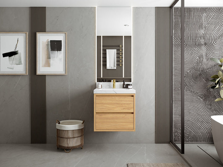 Madison Floating Teak 24 in. W x 22 in. D Single Sink Bathroom Vanity - photo 3