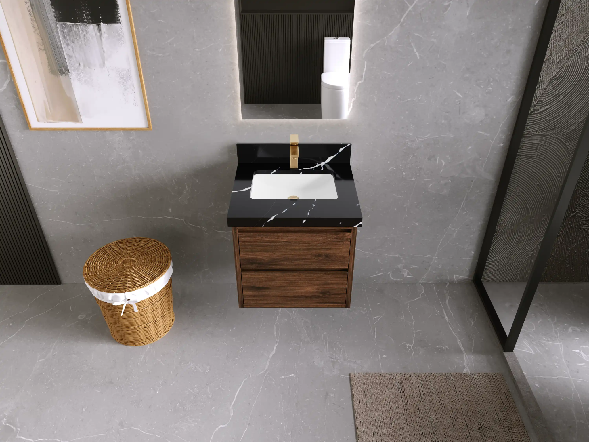 Madison Floating Teak 24 in. W x 22 in. D Single Sink Bathroom Vanity - Willow Bath and Vanity