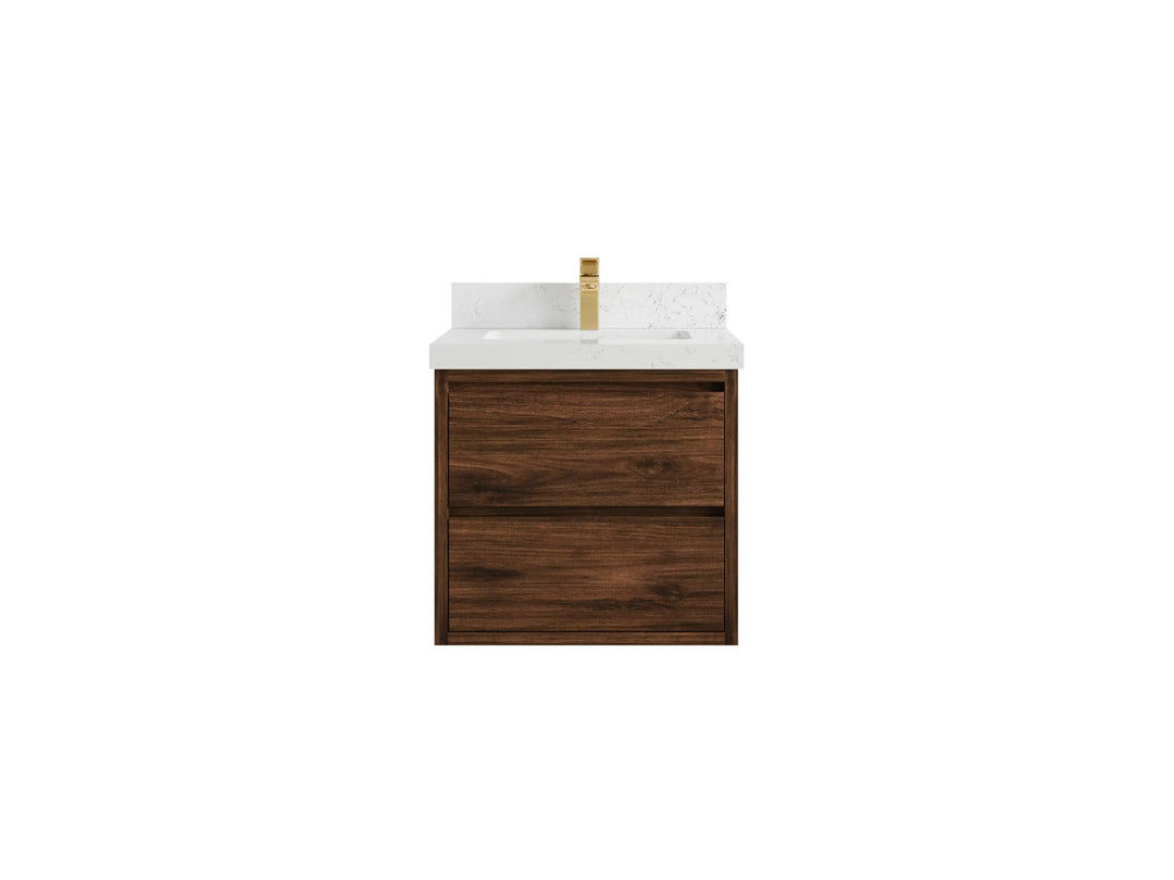 Madison Floating Teak 24 in. W x 22 in. D Single Sink Bathroom Vanity - Willow Bath and Vanity