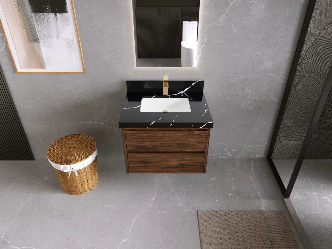 Madison Floating Teak 30 in. W x 22 in. D Single Sink Bathroom Vanity - Willow Bath and Vanity