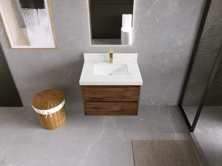 Madison Floating Teak 30 in. W x 22 in. D Single Sink Bathroom Vanity - photo 33