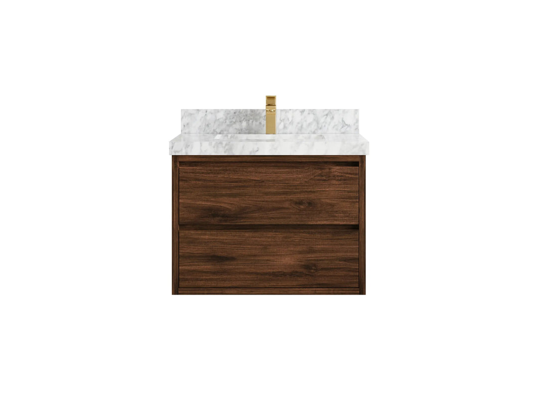 Madison Floating Teak 30 in. W x 22 in. D Single Sink Bathroom Vanity - Willow Bath and Vanity