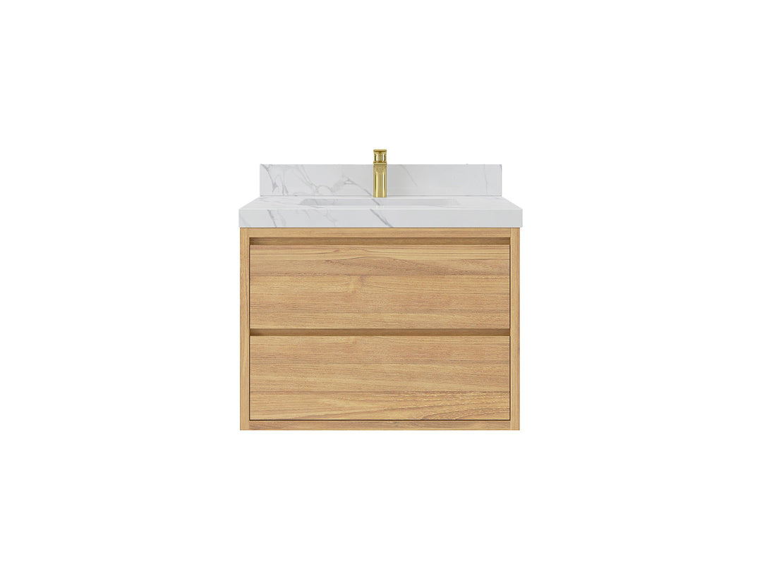 Madison Floating Teak 30 in. W x 22 in. D Single Sink Bathroom Vanity - Willow Bath and Vanity