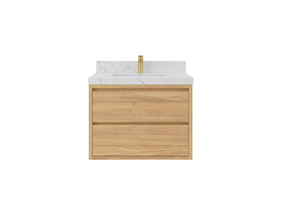 Madison Floating Teak 30 in. W x 22 in. D Single Sink Bathroom Vanity - Willow Bath and Vanity