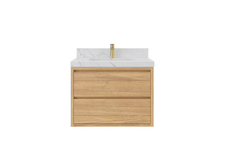 Madison Floating Teak 30 in. W x 22 in. D Single Sink Bathroom Vanity - photo 1