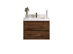 Madison Floating Teak 30 in. W x 22 in. D Single Sink Bathroom Vanity - photo 1