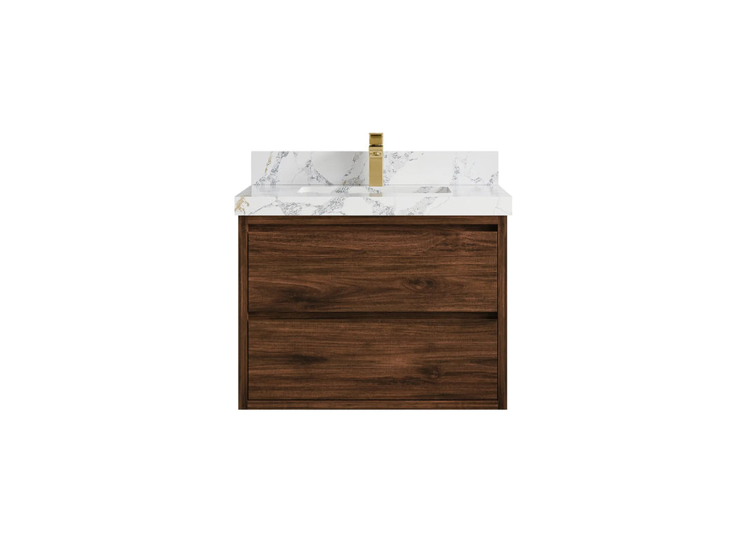 Madison Floating Teak 30 in. W x 22 in. D Single Sink Bathroom Vanity - Willow Bath and Vanity
