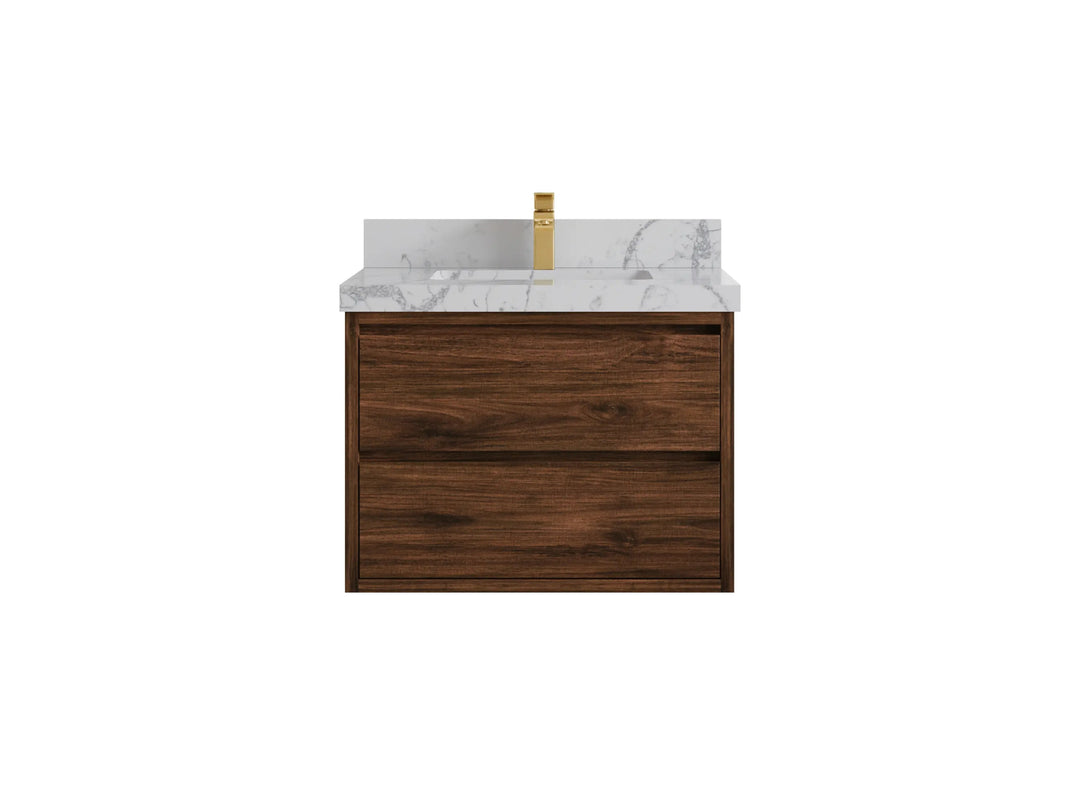 Madison Floating Teak 30 in. W x 22 in. D Single Sink Bathroom Vanity - Willow Bath and Vanity