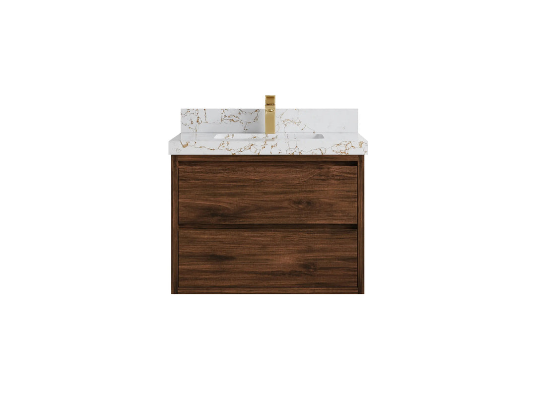Madison Floating Teak 30 in. W x 22 in. D Single Sink Bathroom Vanity - Willow Bath and Vanity