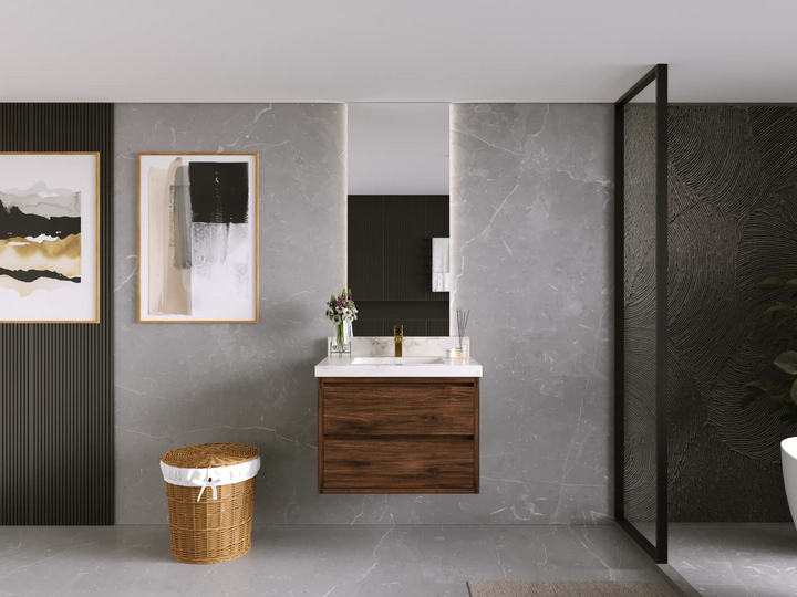 Madison Floating Teak 30 in. W x 22 in. D Single Sink Bathroom Vanity - photo 4