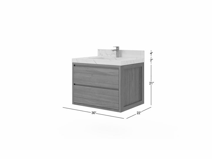 Madison Floating Teak 30 in. W x 22 in. D Single Sink Bathroom Vanity - photo 5