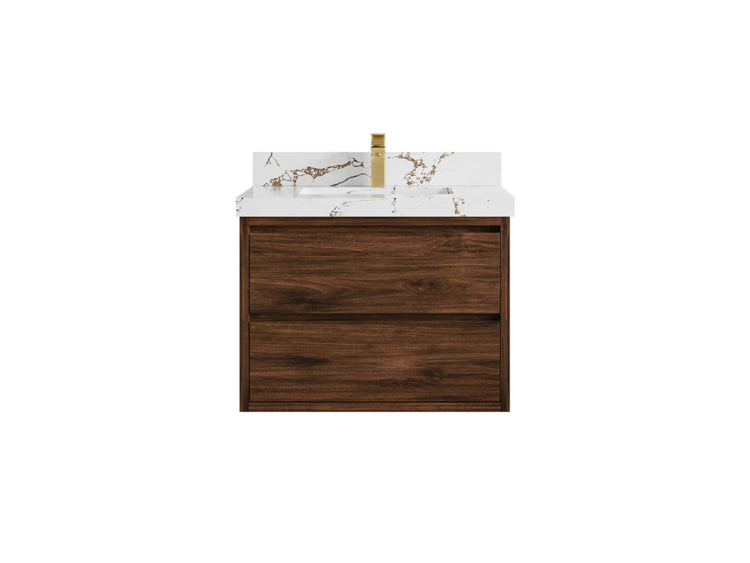 Madison Floating Teak 30 in. W x 22 in. D Single Sink Bathroom Vanity - Willow Bath and Vanity