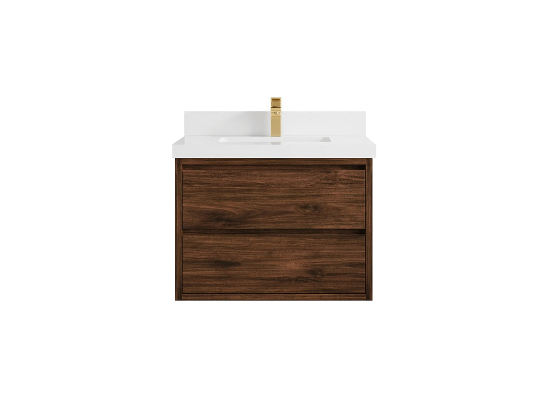 Madison Floating Teak 30 in. W x 22 in. D Single Sink Bathroom Vanity - Willow Bath and Vanity