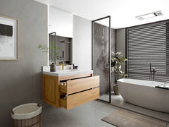 Madison Floating Teak 36 in. W x 22 in. D Center Sink Bathroom Vanity - photo 3
