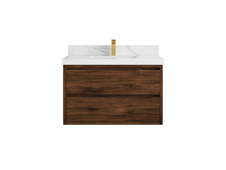 Madison Floating Teak 36 in. W x 22 in. D Center Sink Bathroom Vanity - photo 30