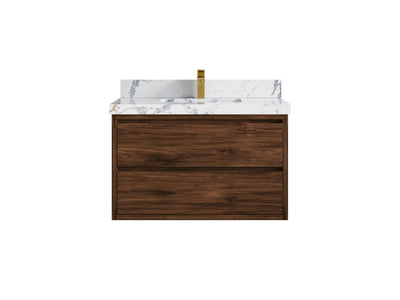 Madison Floating Teak 36 in. W x 22 in. D Center Sink Bathroom Vanity - Willow Bath and Vanity