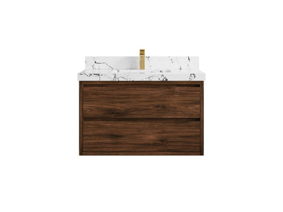 Madison Floating Teak 36 in. W x 22 in. D Center Sink Bathroom Vanity - Willow Bath and Vanity