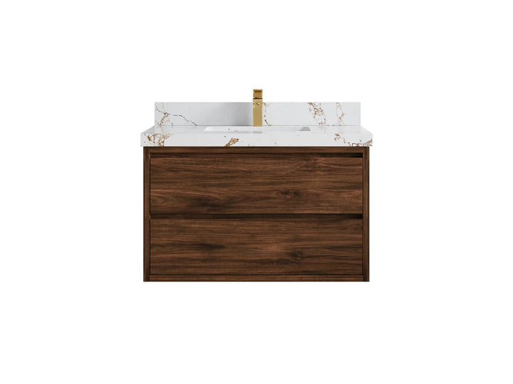 Madison Floating Teak 36 in. W x 22 in. D Center Sink Bathroom Vanity - photo 18