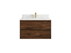 Madison Floating Teak 36 in. W x 22 in. D Center Sink Bathroom Vanity - photo 42