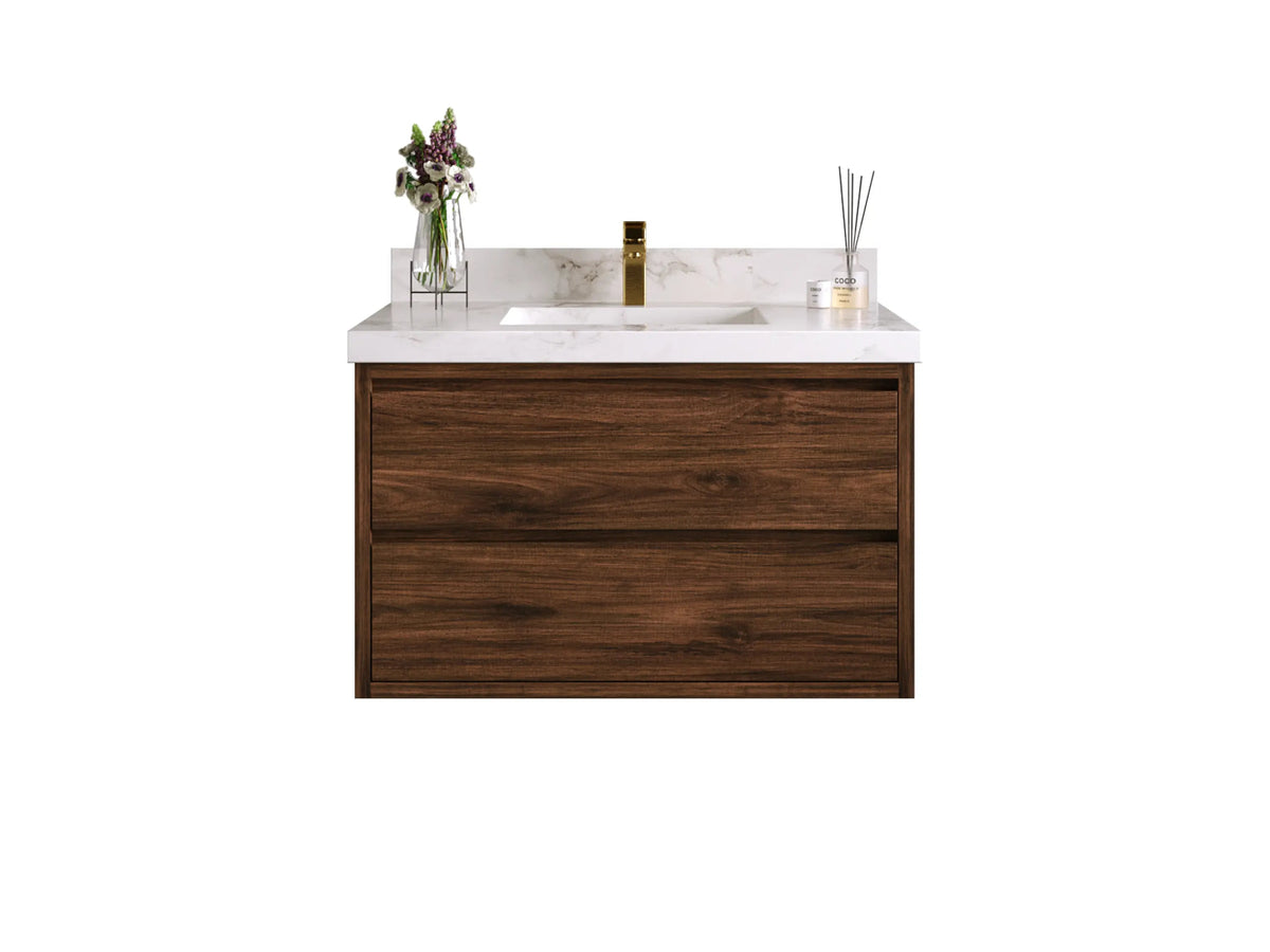Madison Floating Teak 36 in. W x 22 in. D Center Sink Bathroom Vanity - Willow Bath and Vanity