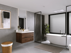 Madison Floating Teak 36 in. W x 22 in. D Center Sink Bathroom Vanity - photo 2