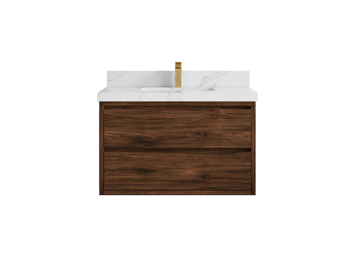 Madison Floating Teak 36 in. W x 22 in. D Center Sink Bathroom Vanity - Willow Bath and Vanity