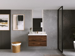 Madison Floating Teak 36 in. W x 22 in. D Center Sink Bathroom Vanity - photo 4