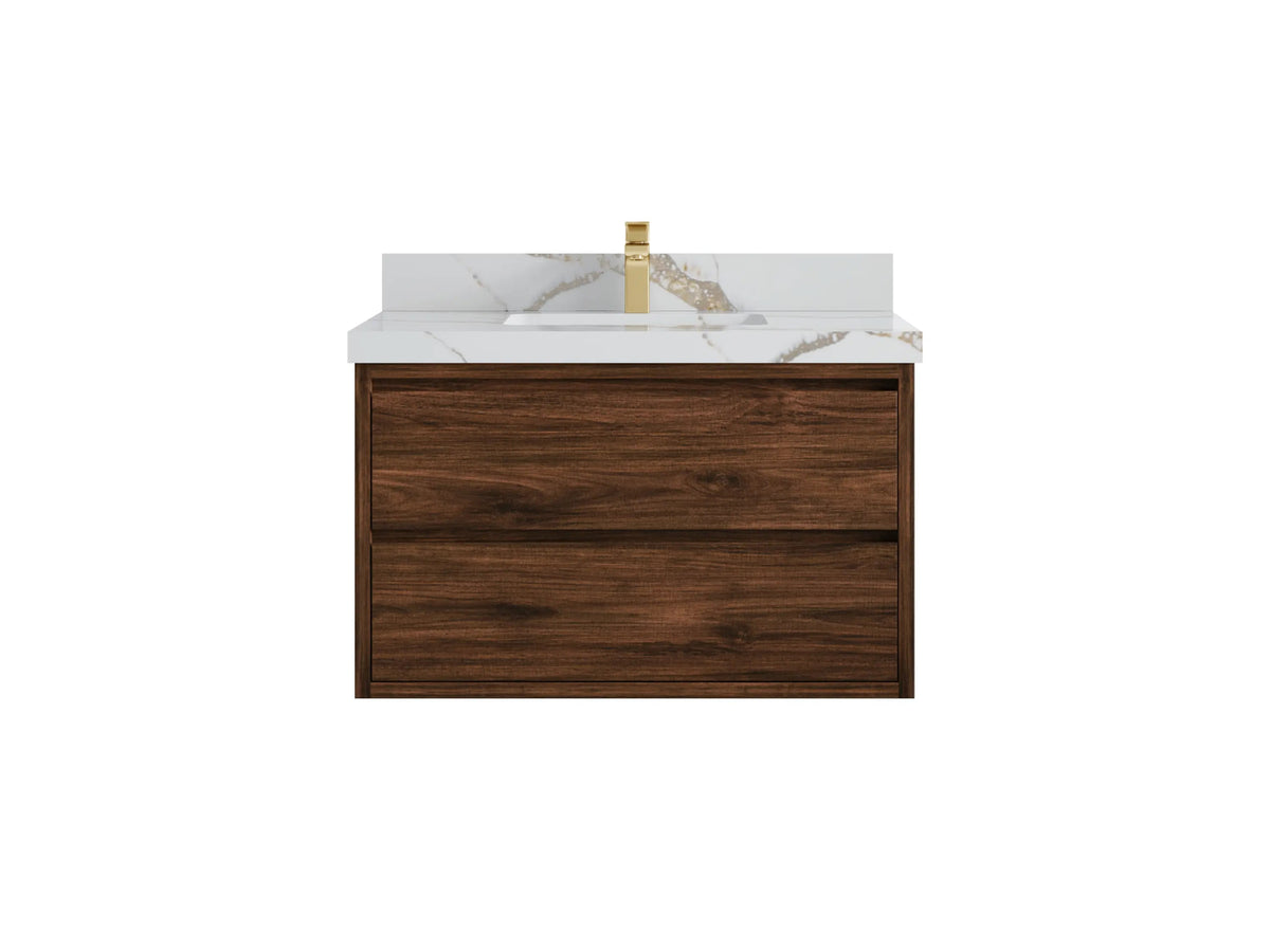 Madison Floating Teak 36 in. W x 22 in. D Center Sink Bathroom Vanity - Willow Bath and Vanity