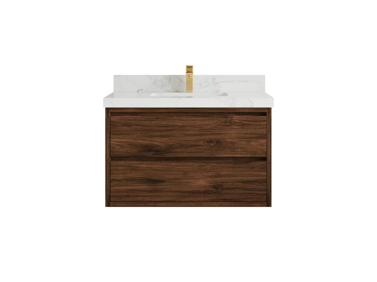 Madison Floating Teak 36 in. W x 22 in. D Center Sink Bathroom Vanity - Willow Bath and Vanity