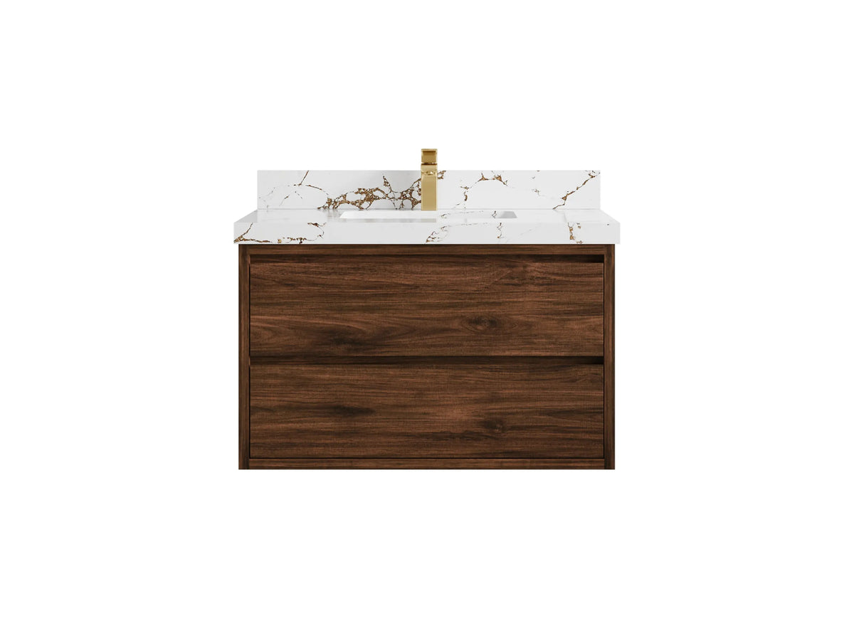 Madison Floating Teak 36 in. W x 22 in. D Center Sink Bathroom Vanity - Willow Bath and Vanity