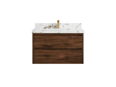 Madison Floating Teak 36 in. W x 22 in. D Center Sink Bathroom Vanity - Willow Bath and Vanity