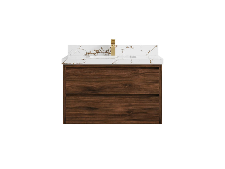Madison Floating Teak 36 in. W x 22 in. D Center Sink Bathroom Vanity - photo 16