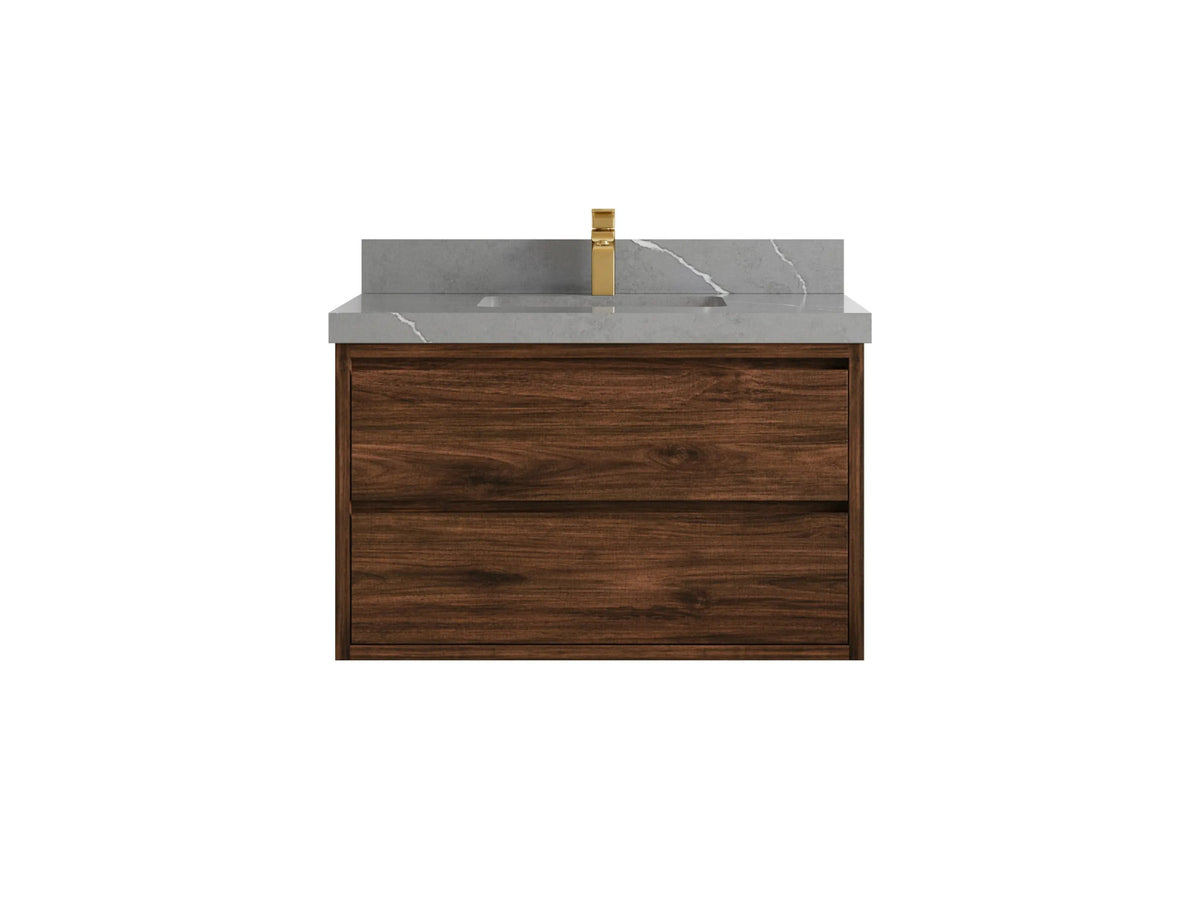 Madison Floating Teak 36 in. W x 22 in. D Center Sink Bathroom Vanity - Willow Bath and Vanity