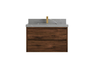 Madison Floating Teak 36 in. W x 22 in. D Center Sink Bathroom Vanity - Willow Bath and Vanity