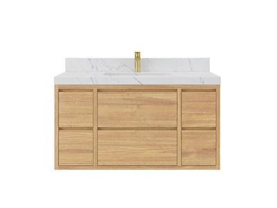 Madison Floating Teak 42 in. W x 22 in. D Single Sink Bathroom Vanity - Willow Bath and Vanity