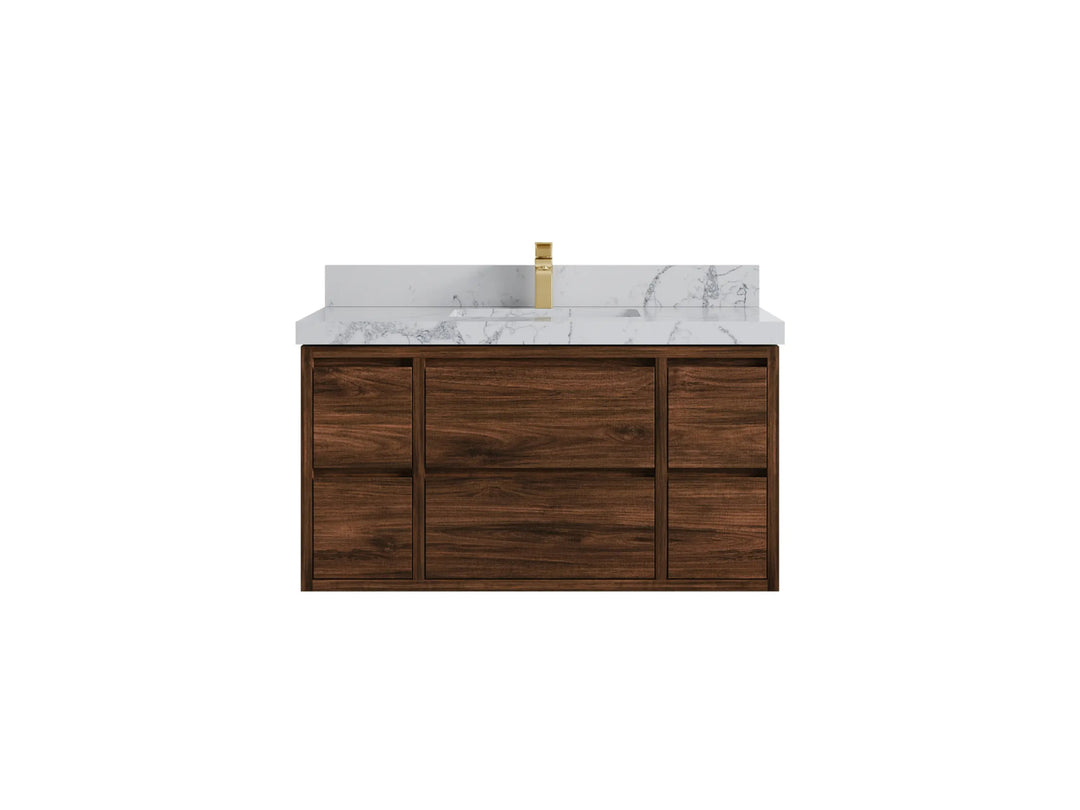 Madison Floating Teak 42 in. W x 22 in. D Single Sink Bathroom Vanity - Willow Bath and Vanity